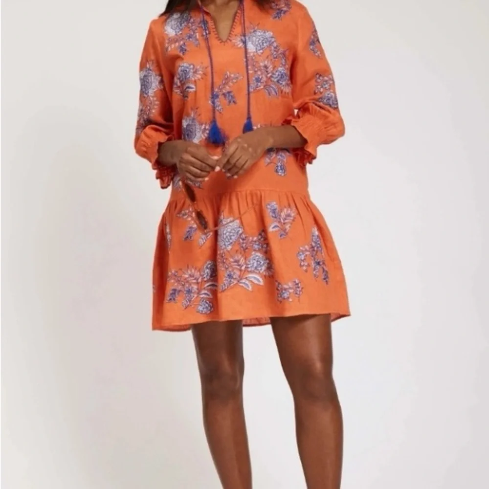 Tyler Boe Tiger Lily Dress with Blue Embroidery - Picture 2 of 10